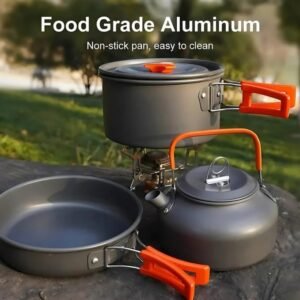 12-Piece Camping Cookware Mess Kit with Tea Pot